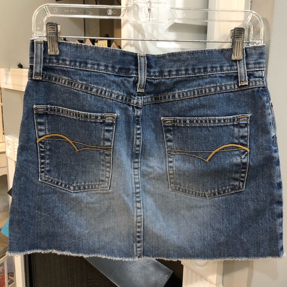 VINTAGE Y2K American Eagle Outfitters Frayed Denim Jean Mini Skirt - Picture 4 of 5